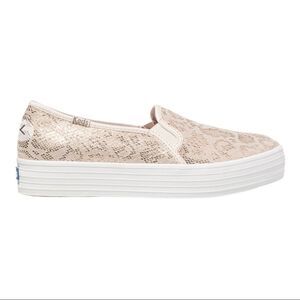 Keds Triple Decker Champagne Snake Suede Sneakers
